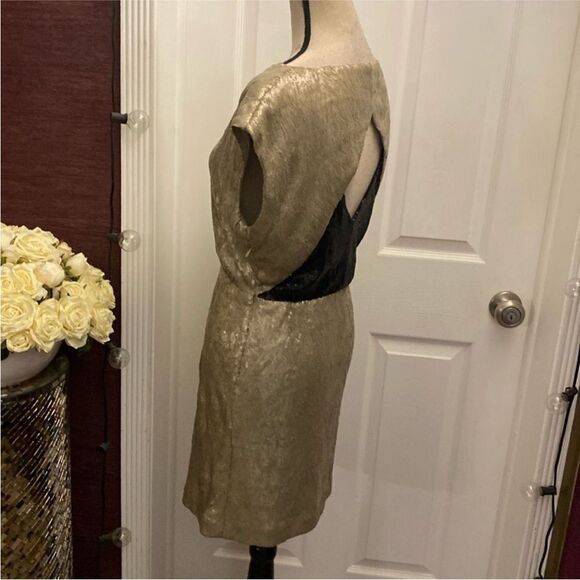 NWT Rebecca Minkoff Elegant Gold/ black Sequin Dress, US4 - Picture 4 of 9